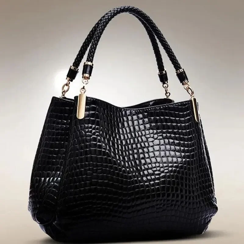 

JBTP Women's Tote Bag Large Capacity Tote Daily Commute Women's Shoulder Bag Crocodile Print Bright Face Handbag Shopping
