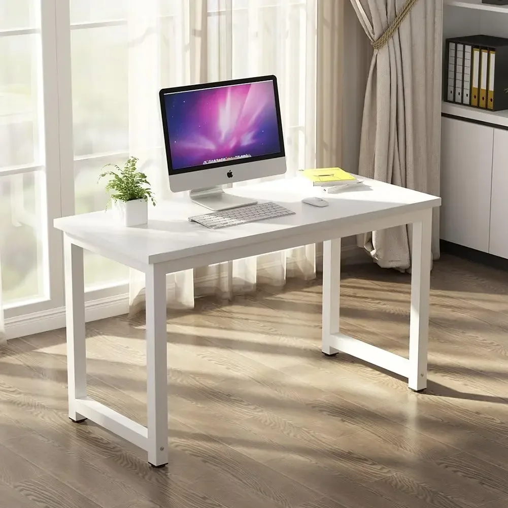 

Modern Simple Computer Desk, 47 inch Office Desk Computer Table, Study Writing Study Desk for Home Office, White