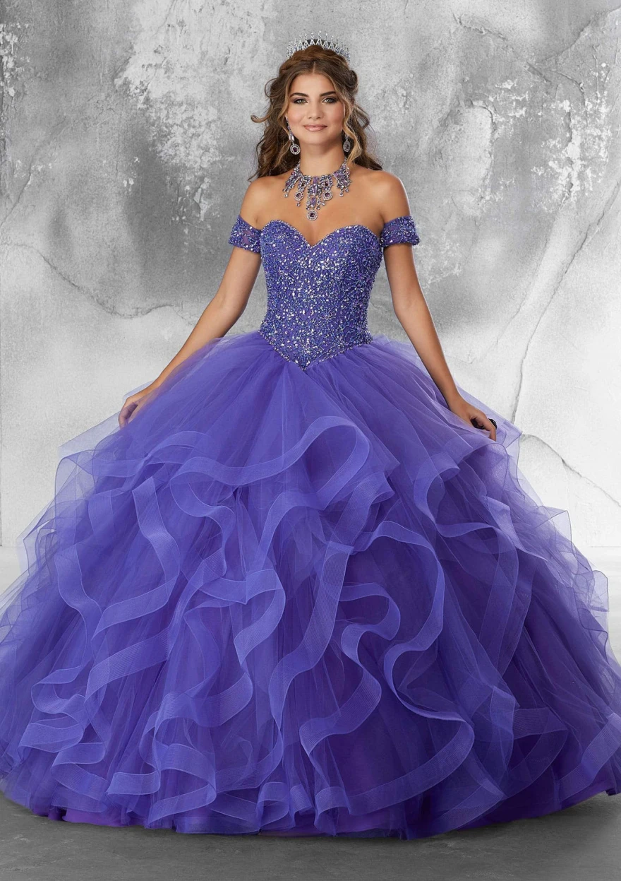 Maßgeschneidertes erstaunliches blaues Quinceanera-Kleid 2024, herzförmiger Perlen-Pailletten-Sweet-16-Kleid, Geburtstagsfeier, Vestido De 15 YQD107