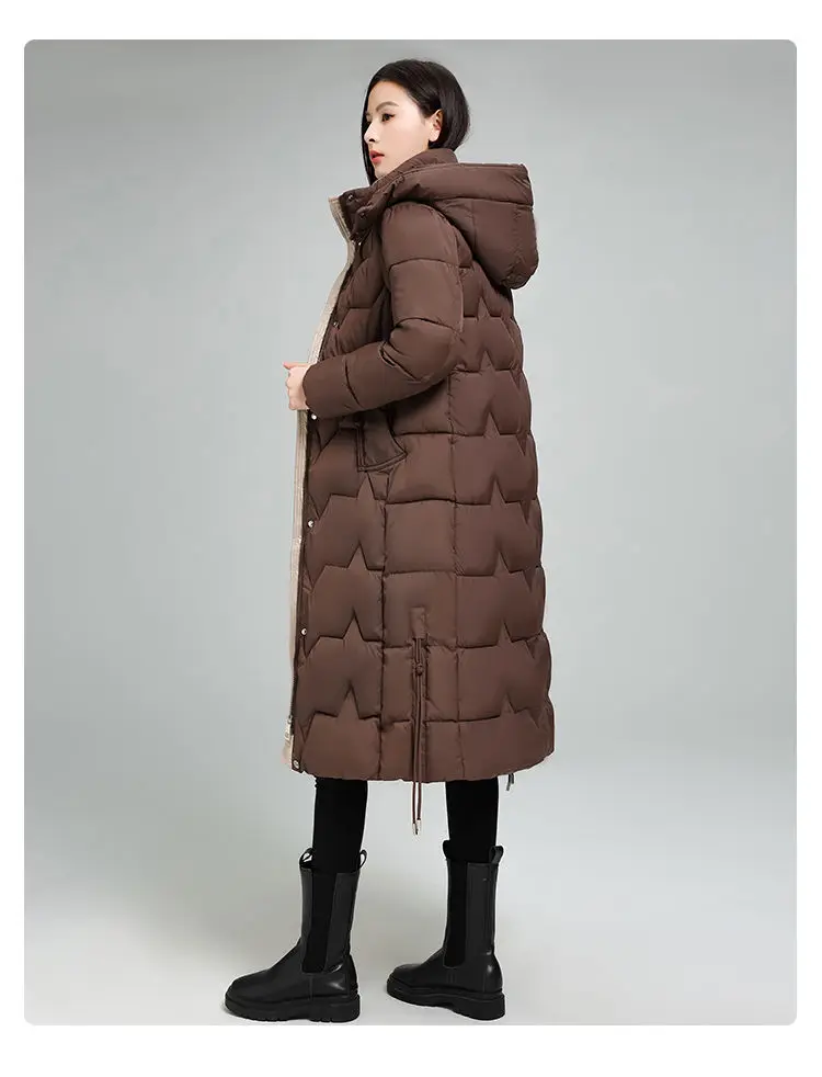 Female Long Down cotton Jacket 2026 Autumn Winter New Fashion Thicken Hooded Coat Women's Windproof Puffer Long Parka Overcoat