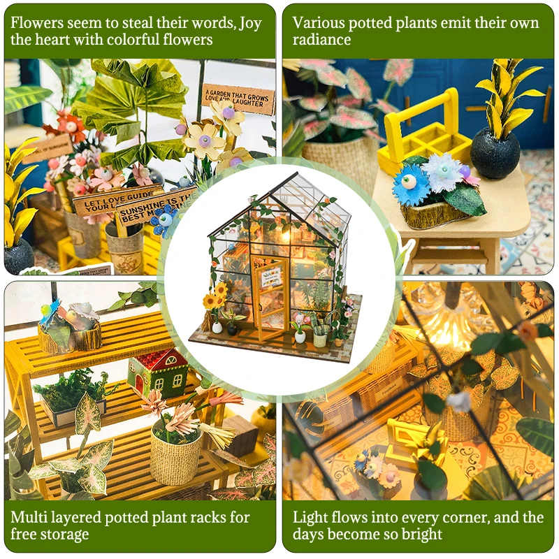 Mini DIY Puppenhäuser Kit Blumenhaus handgemachte 3D Puzzle Montage Gebäude Spielzeug Home Schlafzimmer Dekoration mit Möbel Puppenhaus