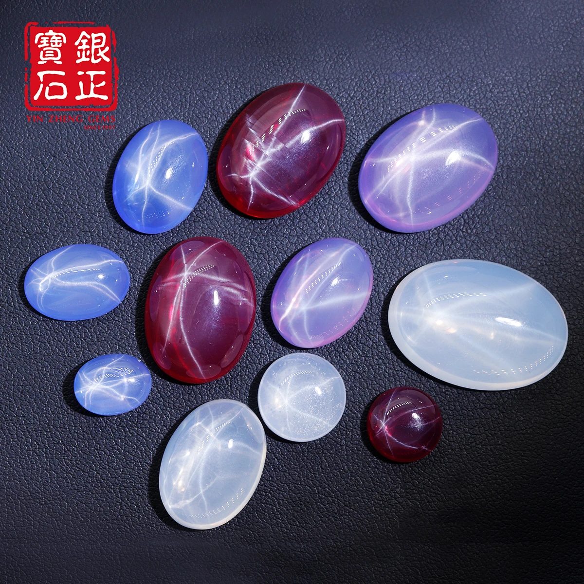 Six Ray Star Cultivate Ruby Flat Bottom Cabochon Round Shape Lab Grown Ruby Pink Synthetic Loose Gemstone For Jewelry Making