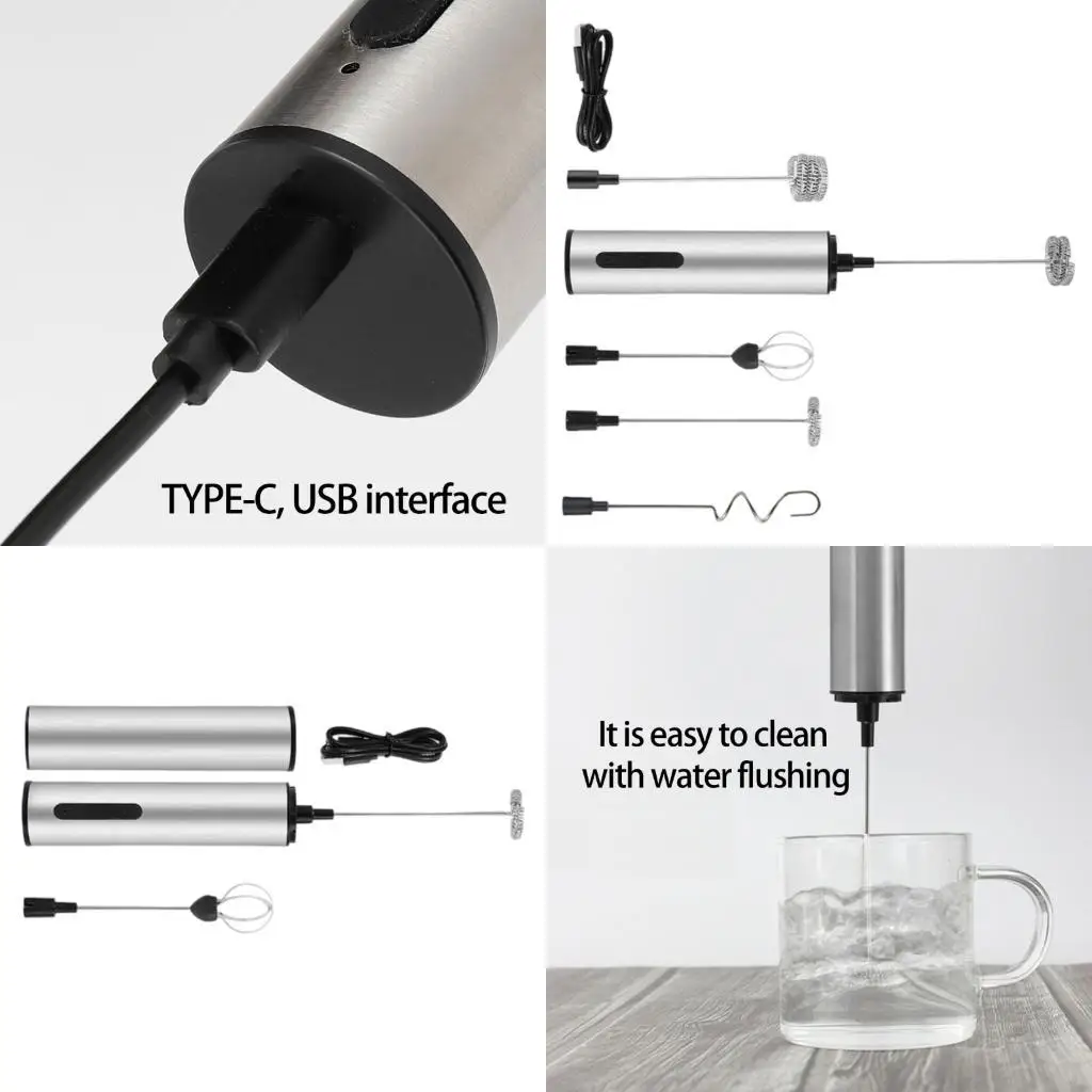 

Handheld Milk Frother for Coffee Rechargeable Drink Mixer 3 Speed Electric