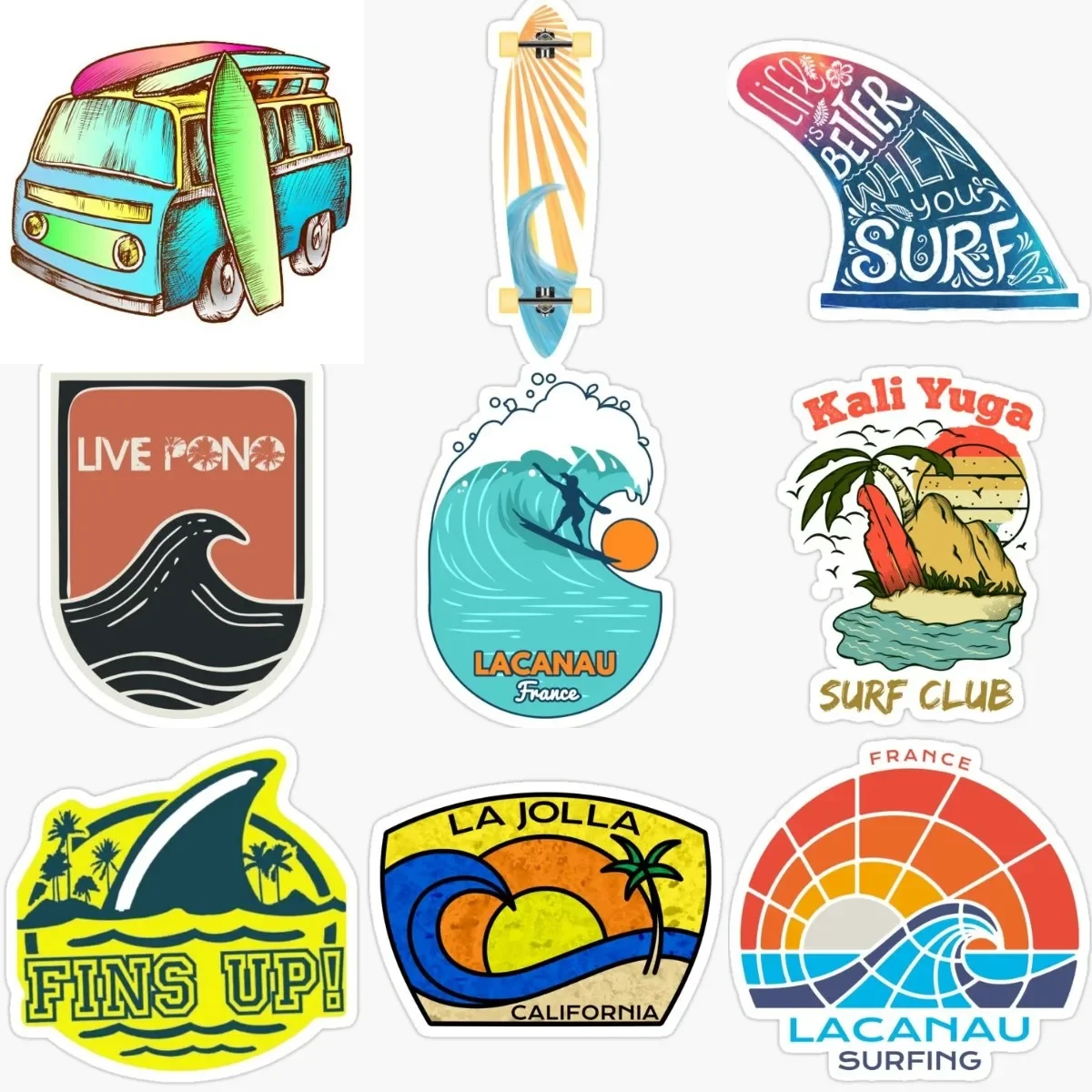 

Hawaii Surfing Ocean Wave PVC Sticker for Covered Scratch Decorate Car Van Window Laptop Camper Motorcycle Surfboard Room Helmet