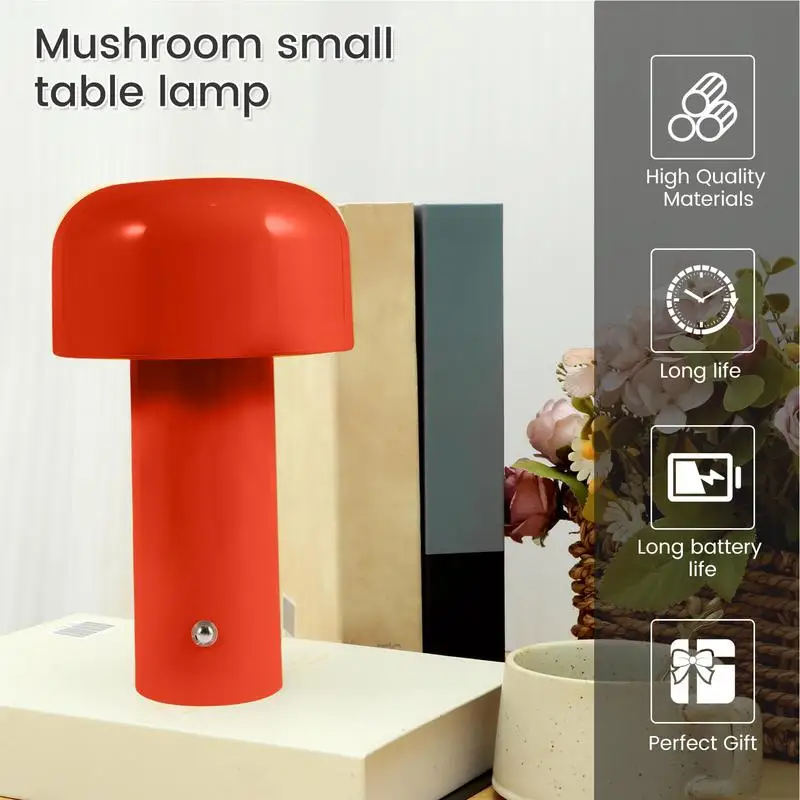 

Mushroom LED Light Aesthetic Mushroom Desk Lamp 3 Color Stepless Dimmable Rechargeable Portable Night Light Cordless Mushroom