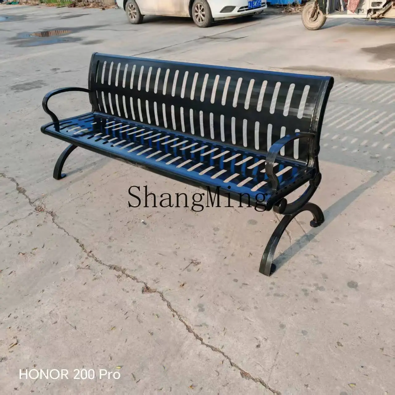 FG كرسي من الحديد المطاوع في الهواء الطلق كرسي مزدوج الظهر مقعد ترفيهي مربع #1