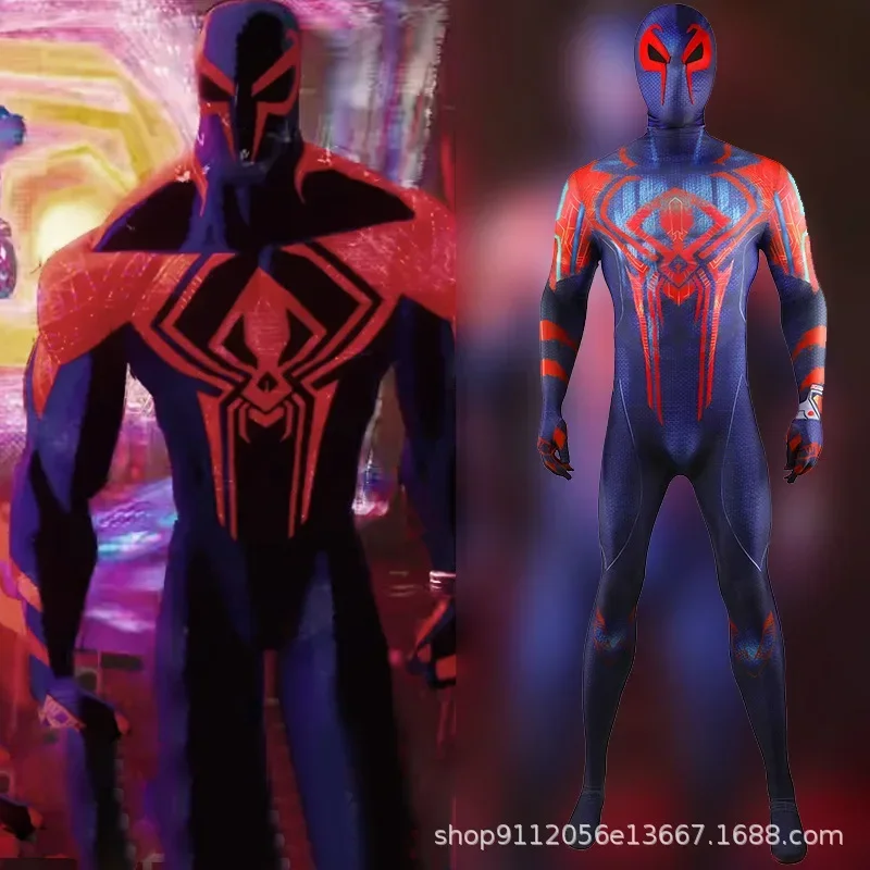 Across the verse Halloween new Spiderman superhero cosplay costume boys blue red bodysuit Zentai full body suit adult kids