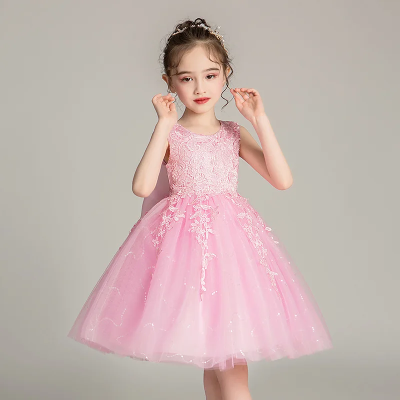 Summer Floral Lace Appliques Beading Beading Length Pageant First Communion Girls Campus Graduation Ceremony Ball Party Dress