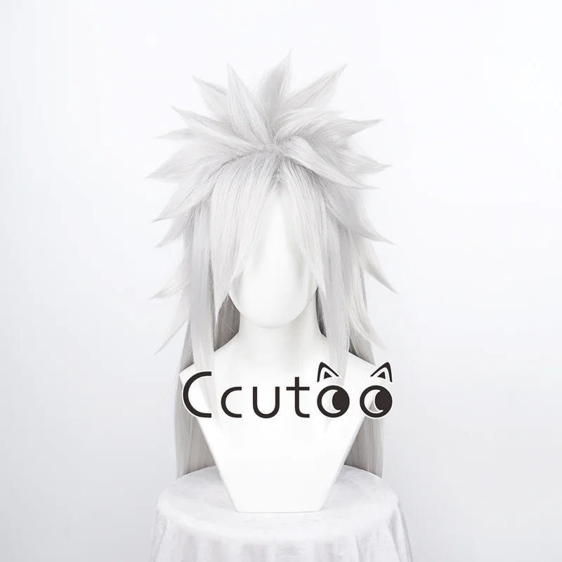 

Парик для косплея Jiraiya, длина 85 см, серебристо-серый, термостойкий парик из синтетических волос + шапочка для парика