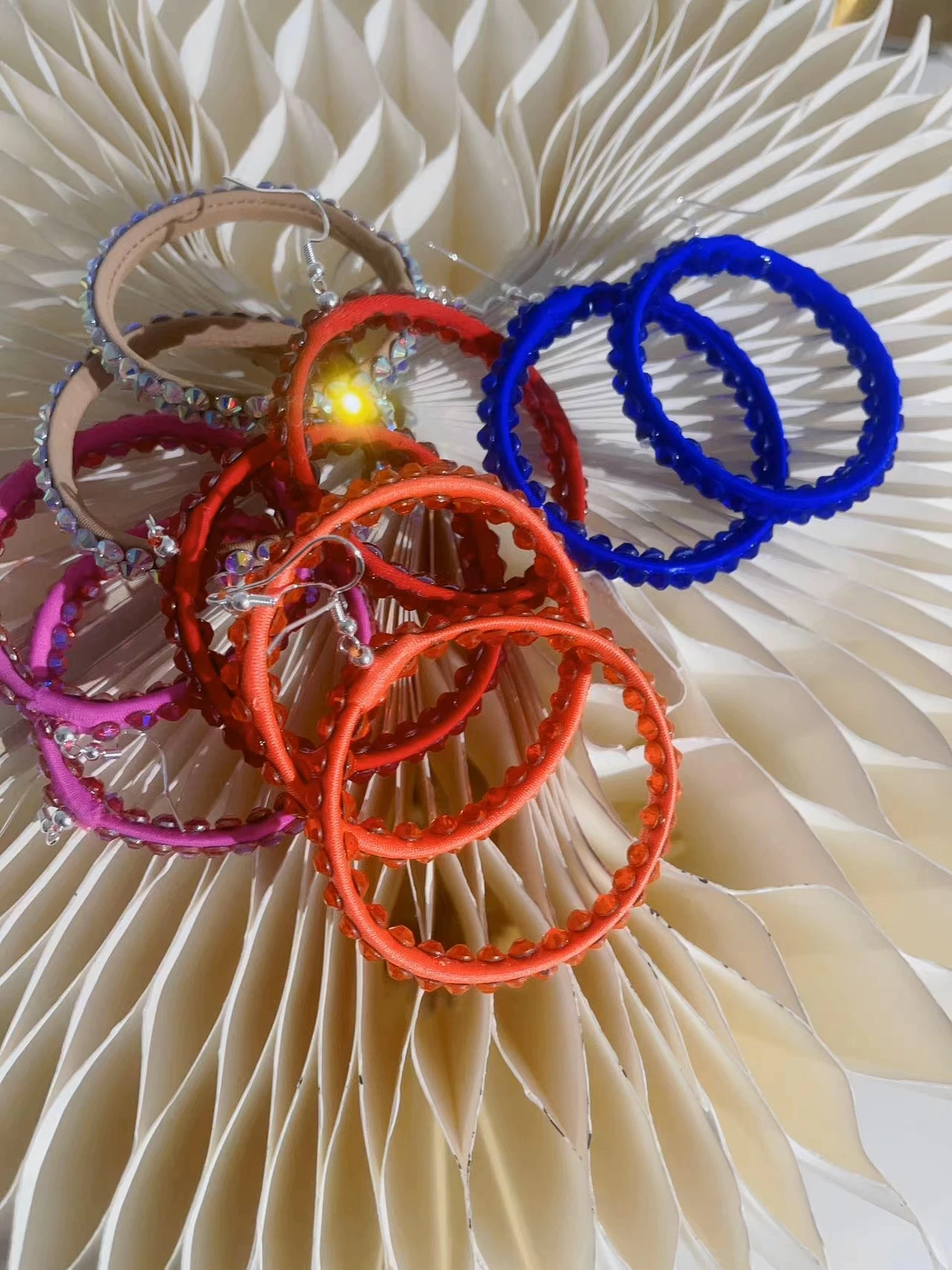 Latin Dance Modern National Standard Dance Performance Dedicated Multi-color Heavy Double Diamond Large Hoop Earrings image 5