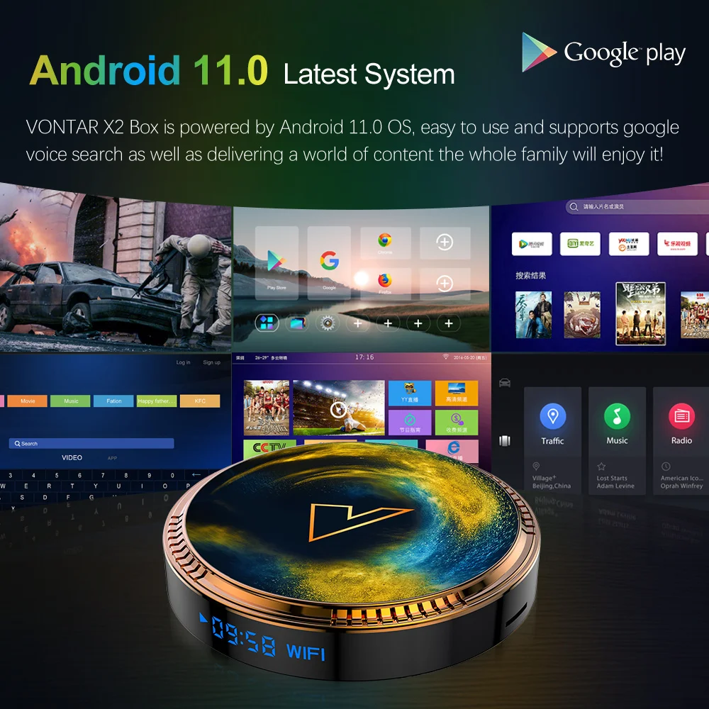 VONTAR X2 Smart TV Box Android 11 Amlogic S905W2 4GB 64GB يدعم 4K 60fps AV1 2.4&5G Wifi BT4.0 مشغل الوسائط 2G16G Set Top Box