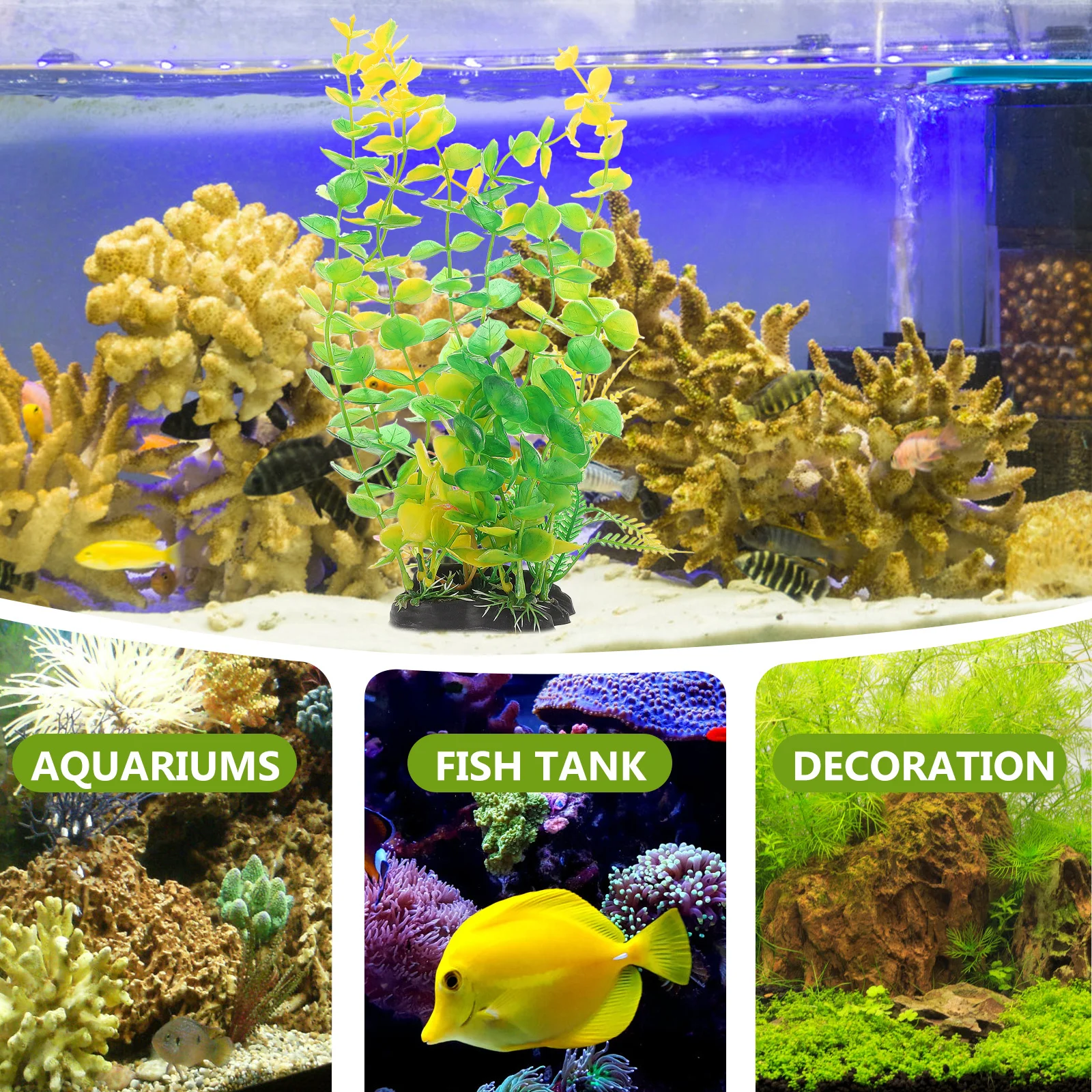 

2Pcs Decorative Artificial Plant for Fish Tank Beautiful Pleasant Decoration for Household Office Large Fish Tank Decorations