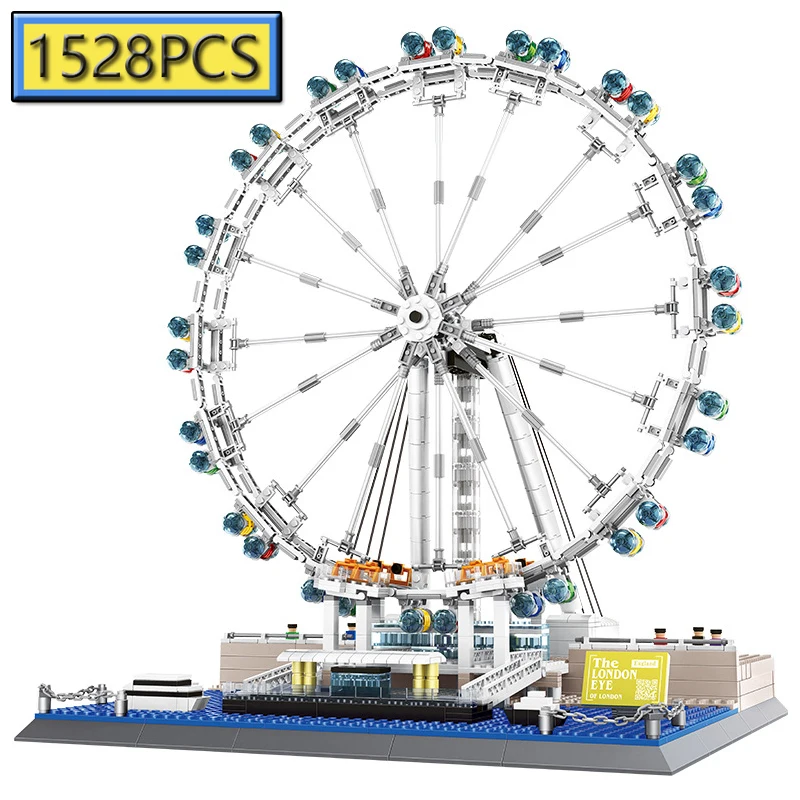 

MOC 1528PCS London Eye Ferris Wheel Model Building Blocks Set Creative City Street View Puzzle Toy for Children Birthday Gift