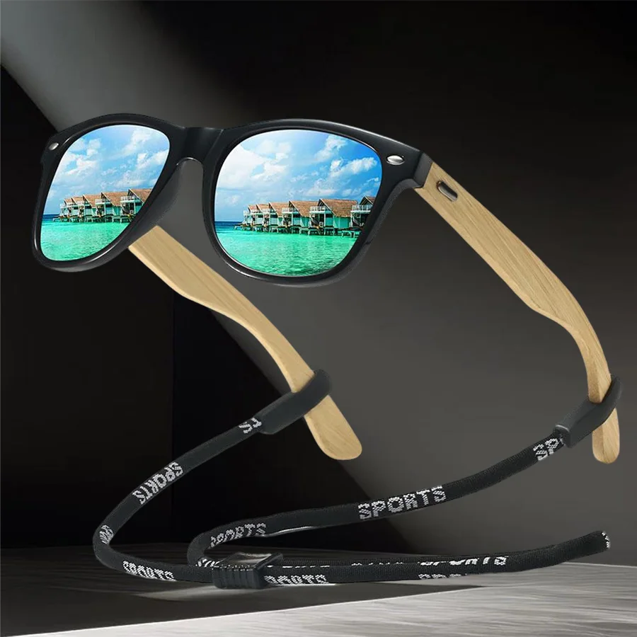 نظارات شمسية كلاسيكية UV400 للرجال والنساء نظارات خارجية عصرية مع سلسلة لقيادة الصيد والسفر والجري