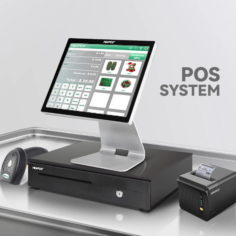 Imagem -02 - Sistema Pos Caixa Registradora Monitor Terminal Pos 15 Polegada Tela de Toque Capacitiva Base Metal para Supermercado Loja