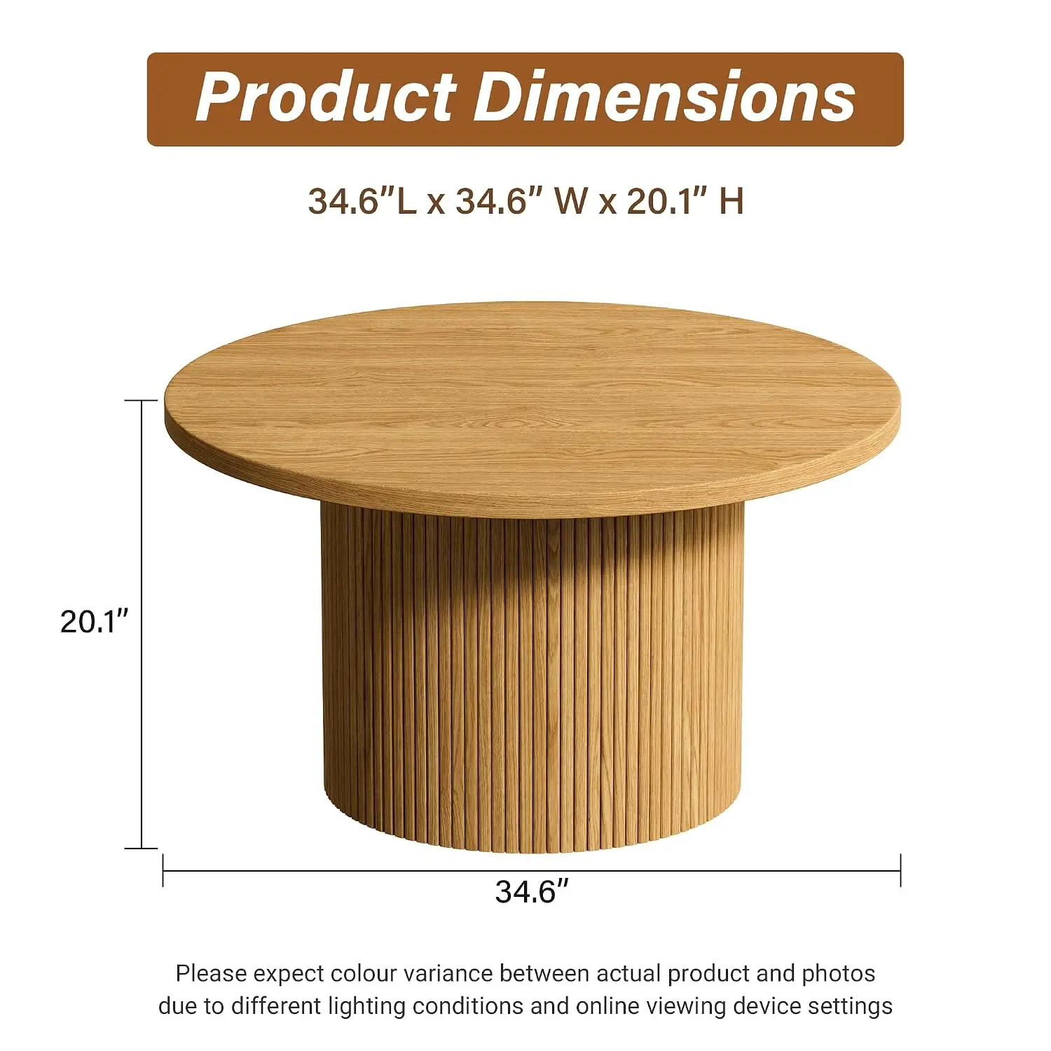 Round Wood Coffee Table 35.4