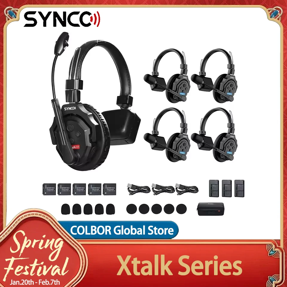 SYNCO Xtalk Series 2.4GHz Wireless Intercom System Communication Full-Duplex Headset for Film Television Shooting Studio