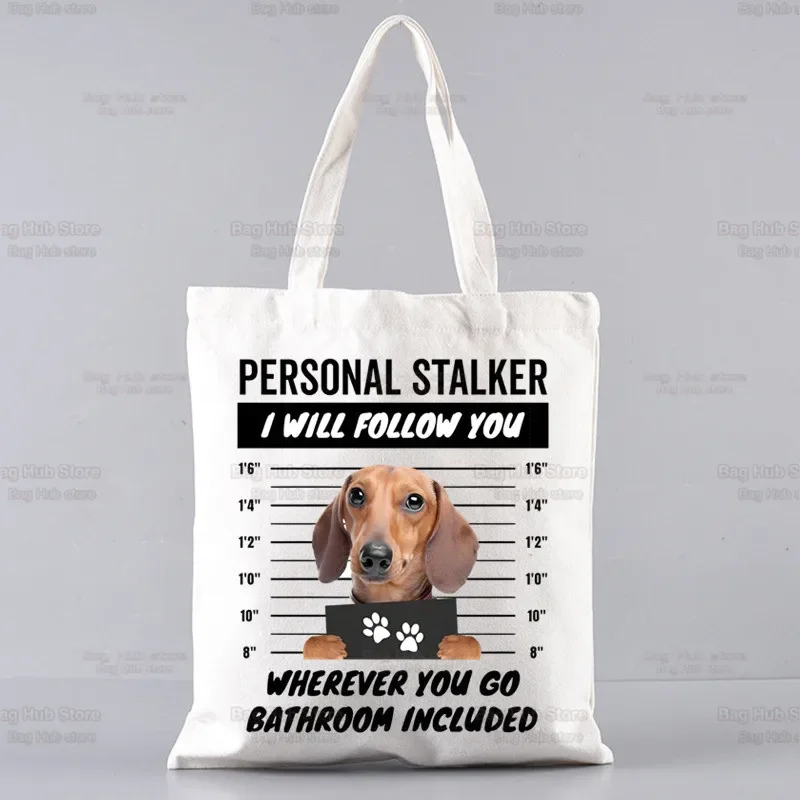 Dachshund Teckel Funny Cute Dog Animal Canvas Shoulder Tote Bag Handbags Eco Reusable Shopping Bag Vintage Fashion Ulzzang Bags