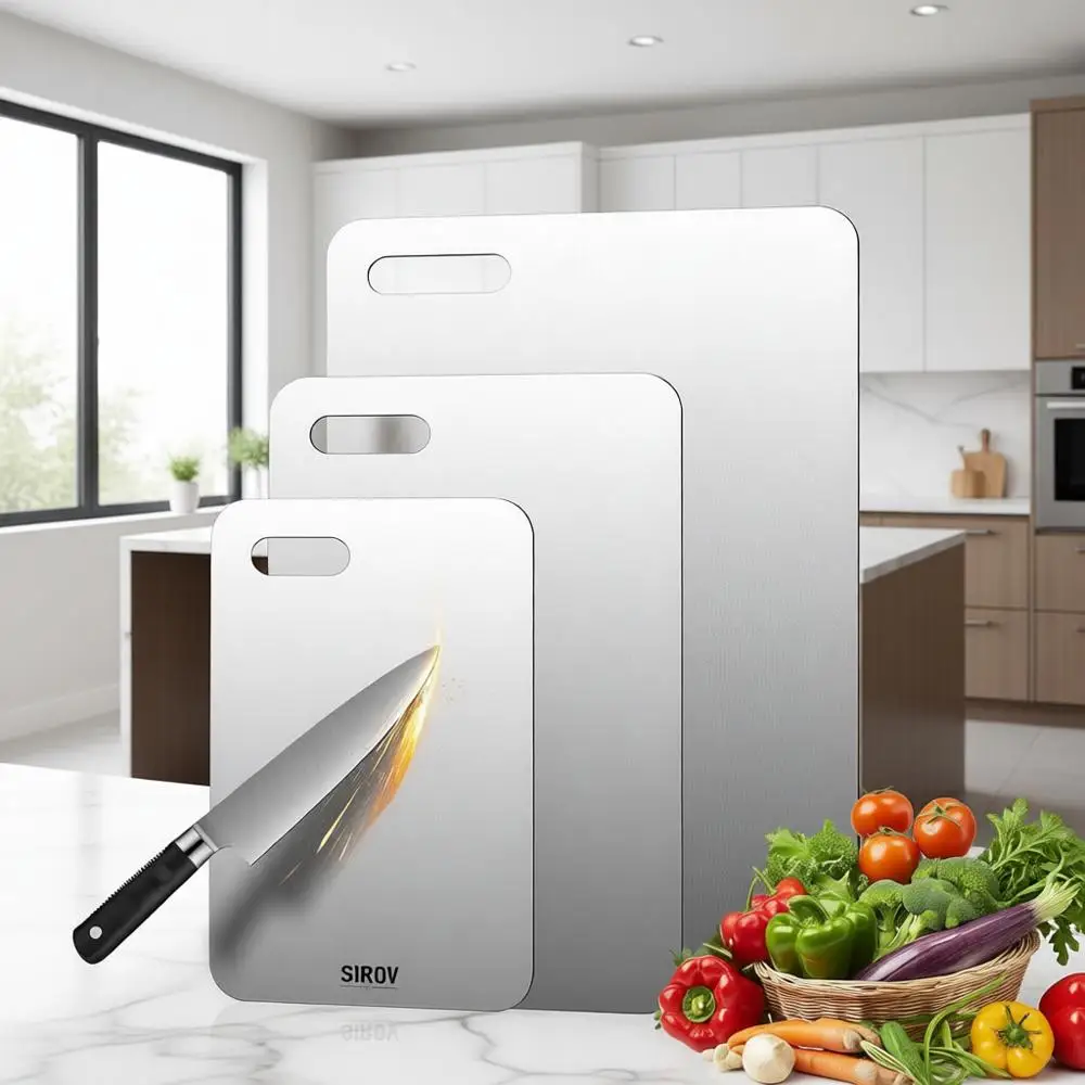 

Набор разделочных досок из 100% чистого титана, из 3 предметов, нетоксичный, можно мыть в посудомоечной машине, легко чистится