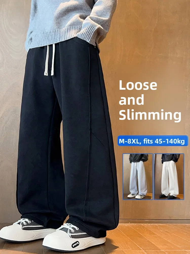 

American Sle plus Size Casual Pants Men's Spring Autumn New Straight Leg Loose Drapey Slimming Knife Sweatpants