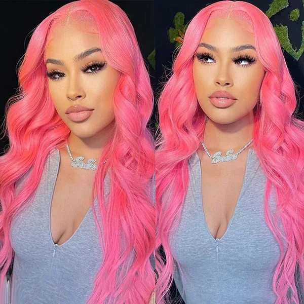 30 38 Inch Pink Lace Front Wig Human Hair 13x6 Wavy Hd Lace Frontal Wig For Women Body Wave Brazilian Light Pink Colored Wigs