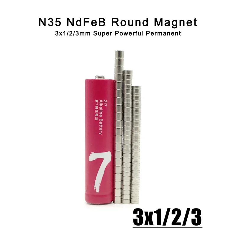 100-3000pcs 3x1 3x2 3x3mm Dia 3mm Round Magnets N35 Neodymium Magnetic 3*1 3*2 3*3 Home Organization, Office Fastening