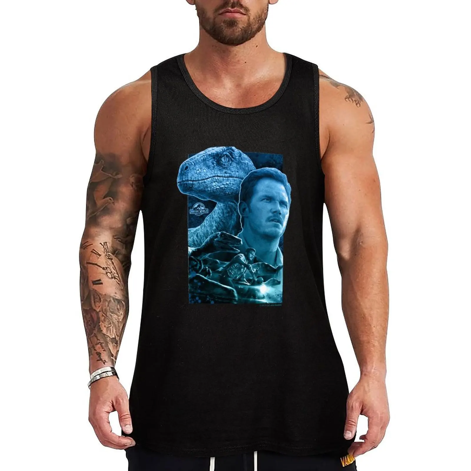 Blue and Owen Grady - Camiseta sin mangas con diseño de personajes de Jurassic World, camiseta deportiva sin mangas para entrenamiento en el gimnasio que absorbe la humedad