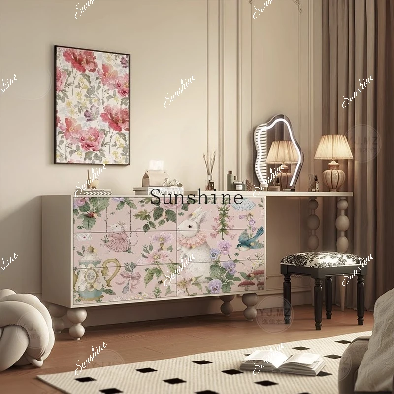 Modern light luxury solid wood drawers six chest cabinets household bedroom bedside locker  FT