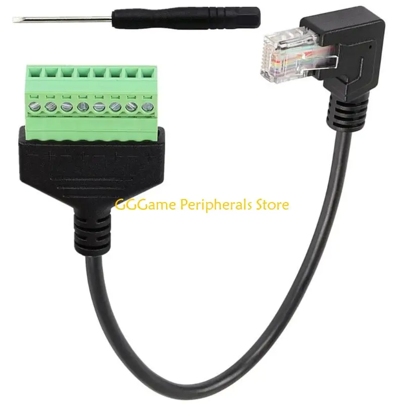 U55B Right-Angle RJ45 Connectors Networking Cable to 8Pin Screw Terminal Block, 5.0 Mm Outer Diameter for Cable Routing Use
