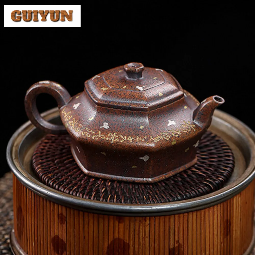 130ML Boutique Yixing Purple Clay Teapots Handmade Pot Raw Ore Section Mud Kettle with Filter Chinese Zisha Tea Set Ornaments