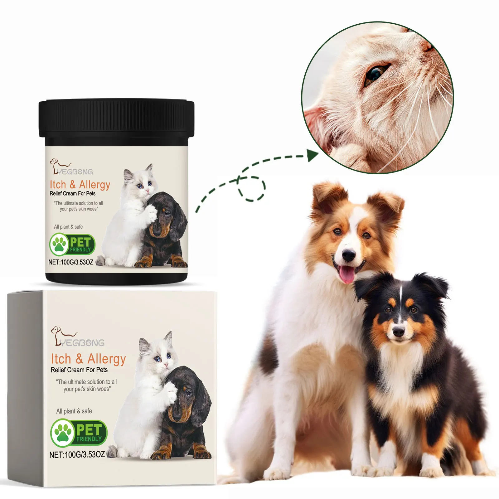 Pet Skin Care Cream Itchy Relief Anti Mite Cat Extracorporeal Deworming Soothing Allergic Repair Irritated Skin Dog Flea Killer