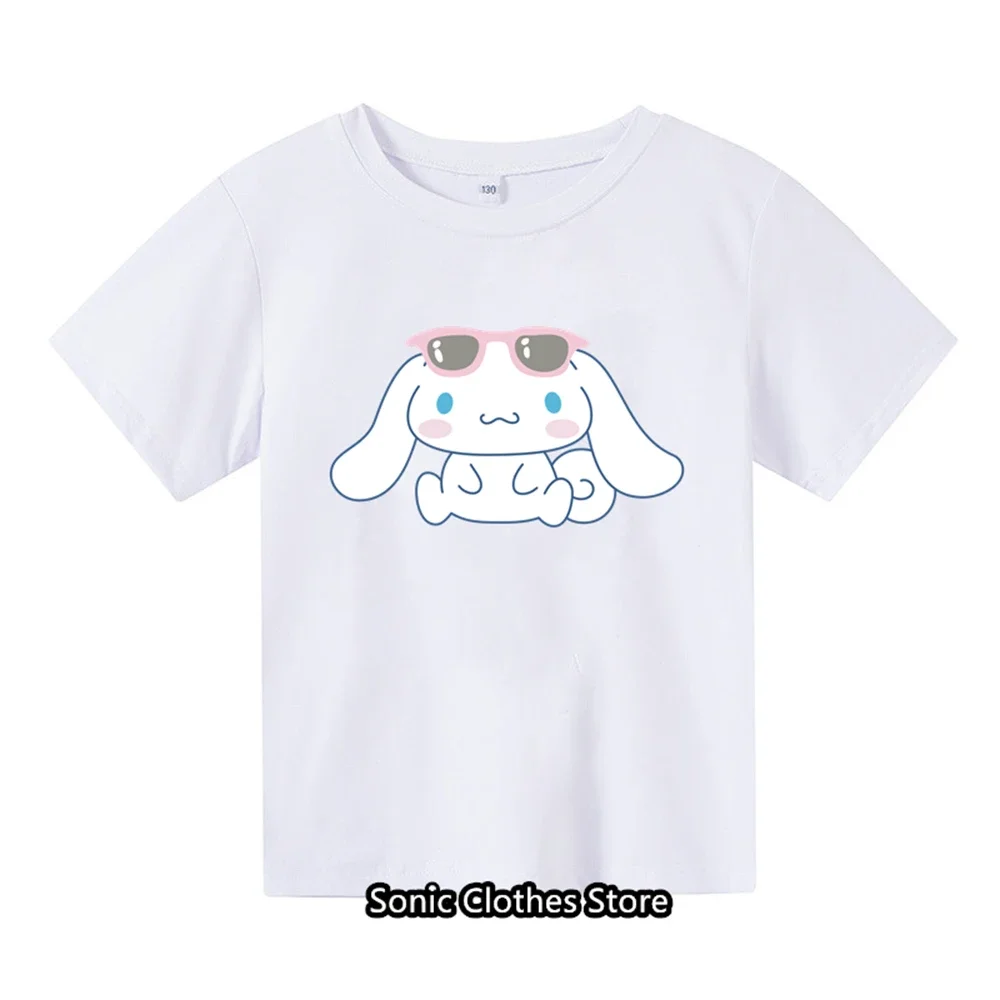 Summer MINISO Cinnamon T-shirt for children's clothing, girls and boys casual short sleeved Sanrio cartoon T-shirt