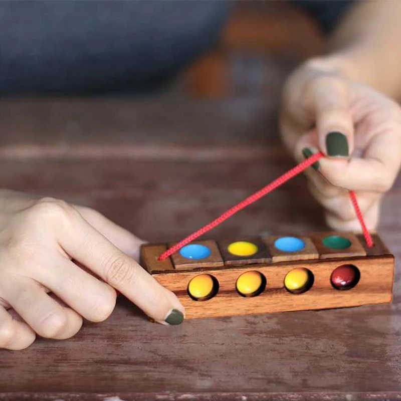 Color Cubes Matching Puzzle Wooden Brain Teaser Casse Tete For Kids Adults Teens Mind Challenge IQ Logic Test Educational Toys