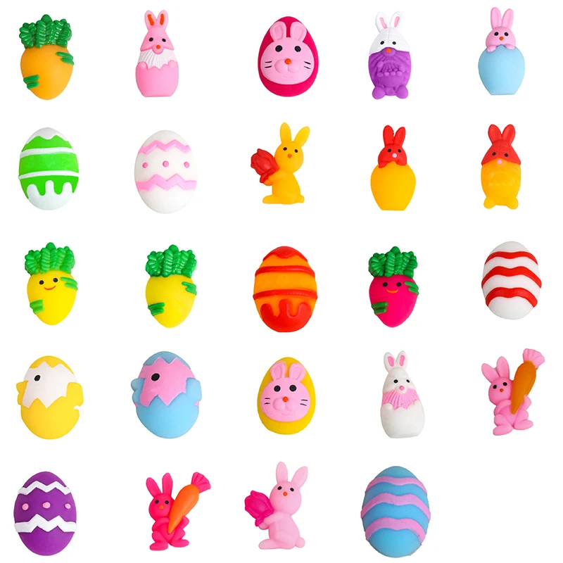 10Pcs/bag New Kids Easter Cartoon Rabbit Eggshell Toys Fun Cute Shape Soft Pinch Ball Children's Stress Relief Toys Holiday Gift