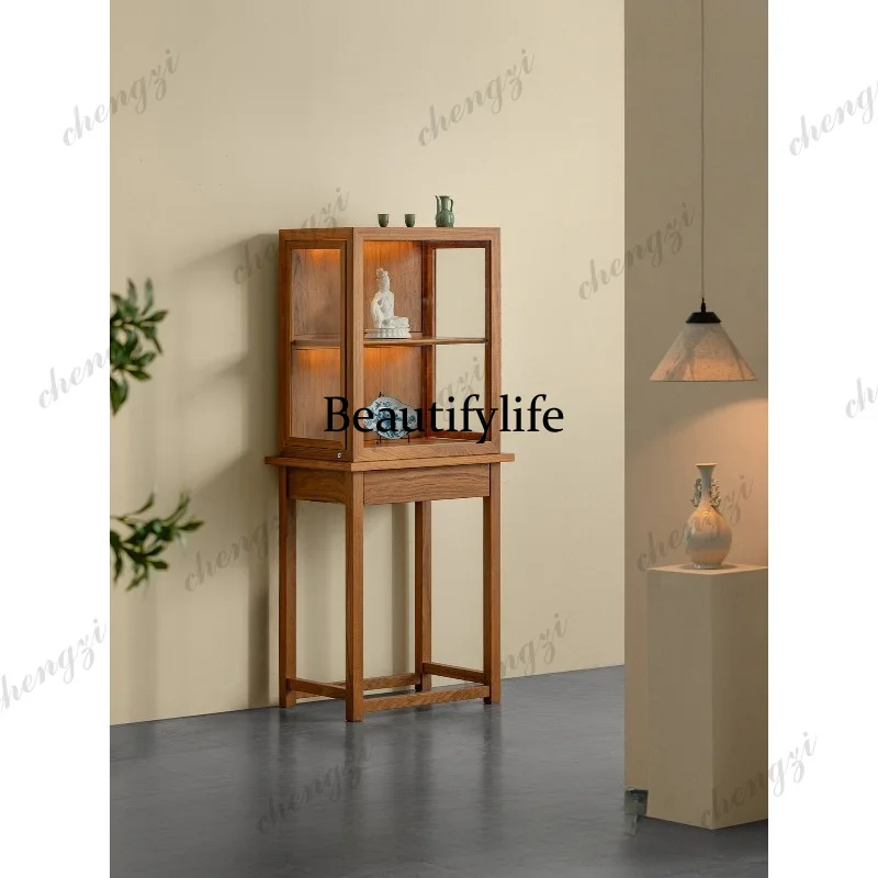 Display cabinet All solid wood Myanmar Wacheng teak Song's aesthetic bogu frame glass display cabinet