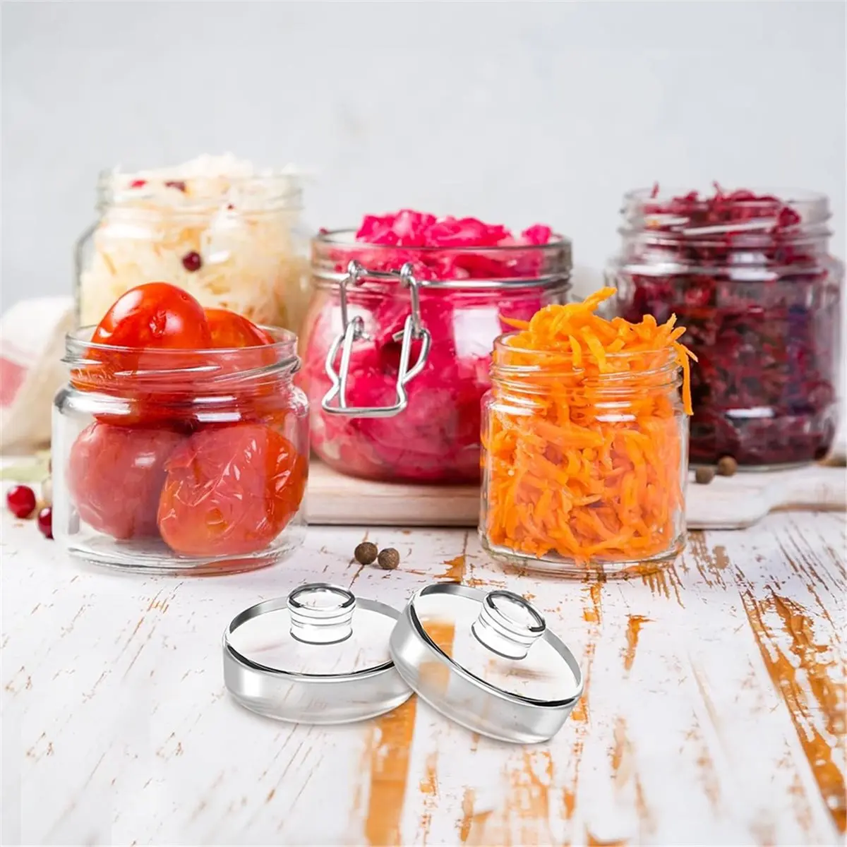9 Pack Glass Fermentation Weights with Handle for Wide Mouth Jars Heavy Pickling Weights