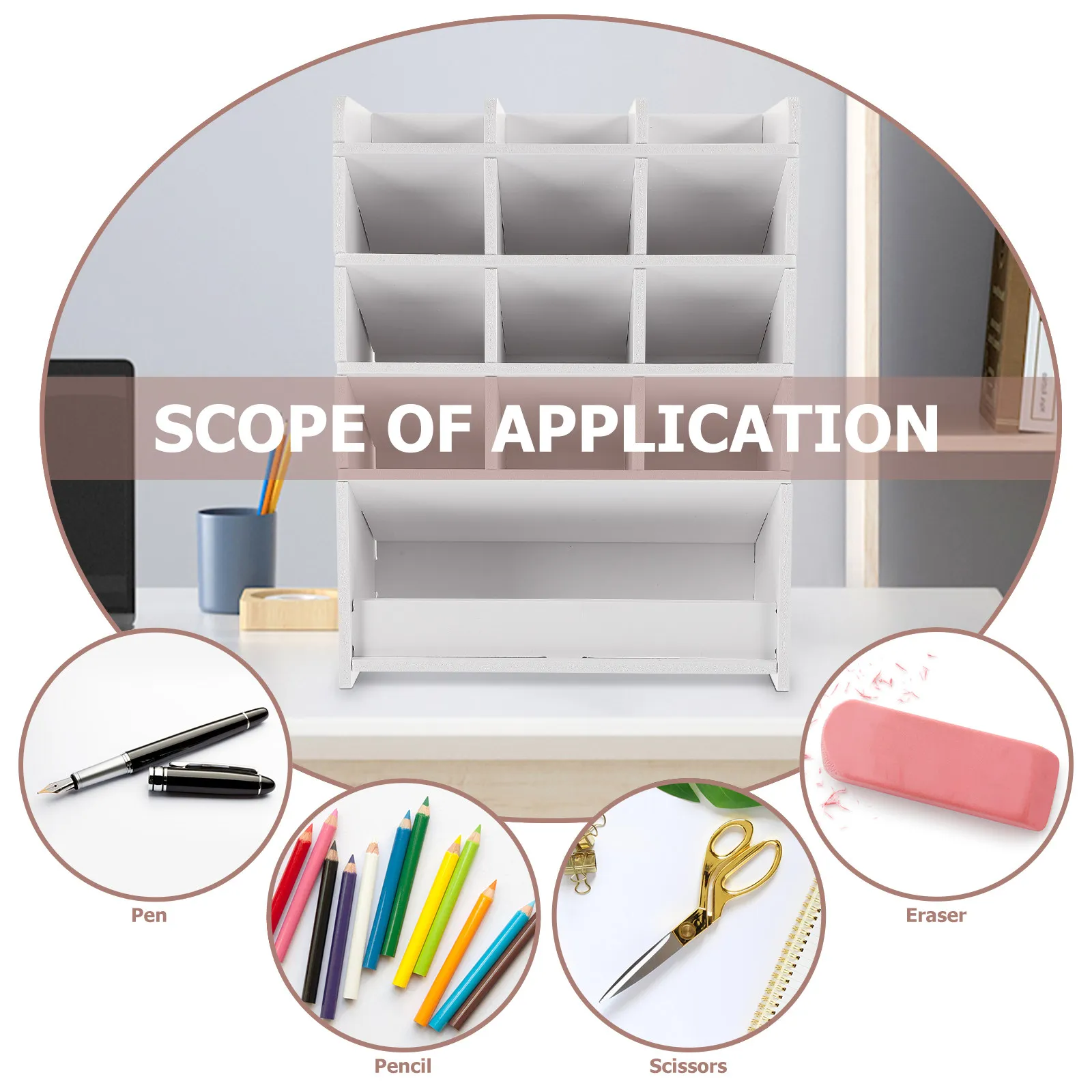 Multifunctional Desktop Stationery Organizer Box Strong Sturdy Build Large Capacity Compartments for Pens Scissors Crayons