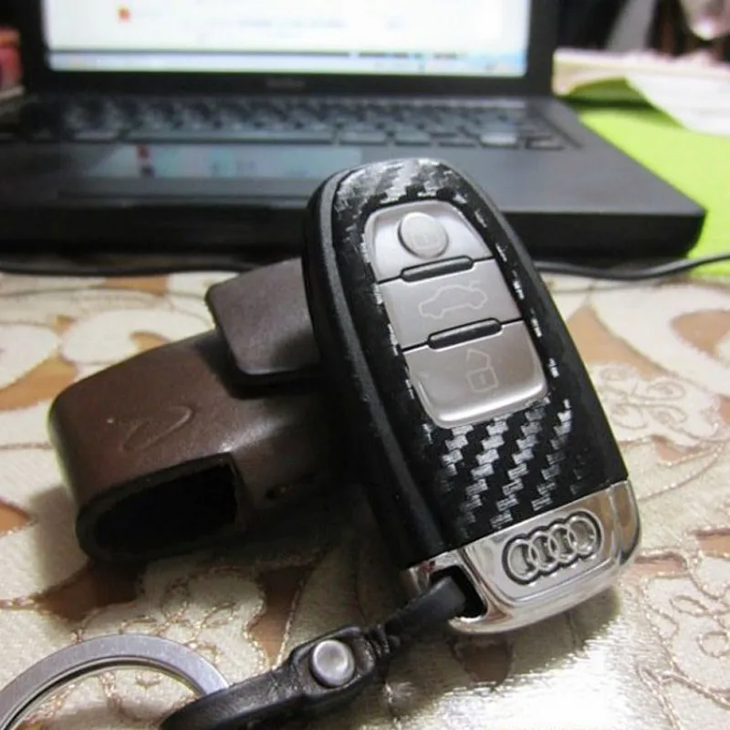 Carbon Fiber Car Key Protection Sticker for Audi A4 A6 RS4 A5 A7 A8 S5 RS5 Q5 S5 S6 Smart Key Refitting Accessories