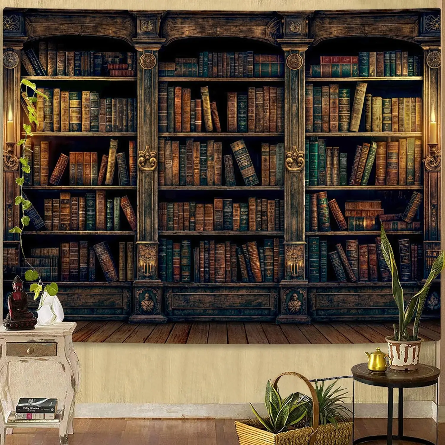 Retro Bookshelf Wal… - image