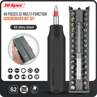 Hi-Spec 40PC Hand Tools Kit Set - S2 Alloy Screwdriver Sets 14-Type Bits, Press-Lock Case Spirit Level Industrial Magnetic Tool