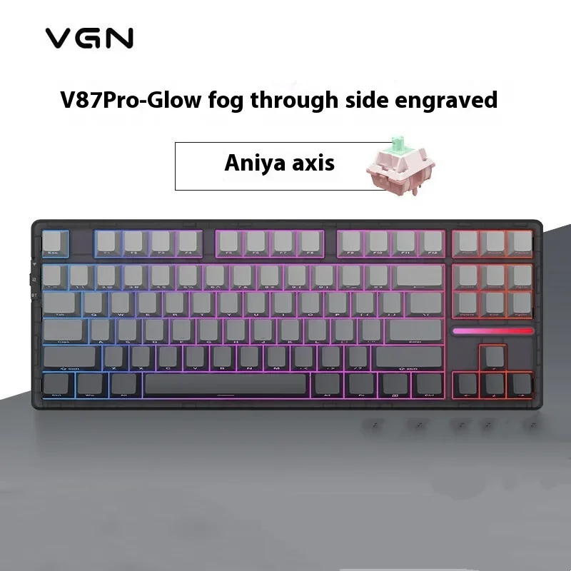 Imagem -02 - Teclado Mecânico Modo Hot Swap Jogos Dinâmicos Junta do Teclado Pbt Keycap pc Gamer Ergonômico Win Mac Escritório Vgn-v87