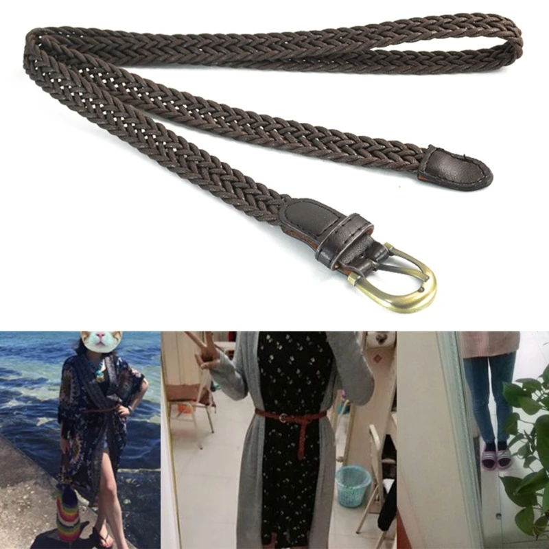 Retro Thin Braided Waist Belt Decorative Waistband for Women Girl Unique Design