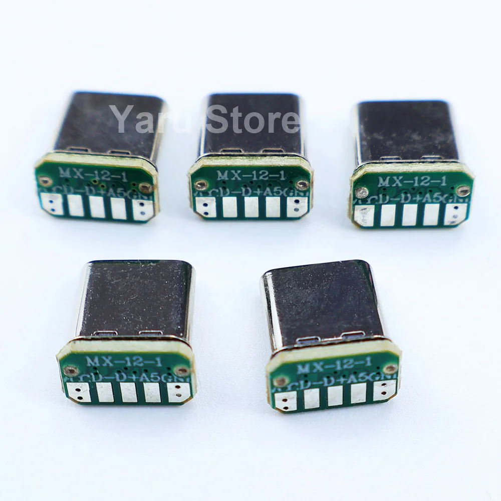 MX-12-1 Type-C 5P Soldering Wire Male Head 90-Degree L-Shaped USB 3.0 Soldering Wire Plug Stretch Shell
