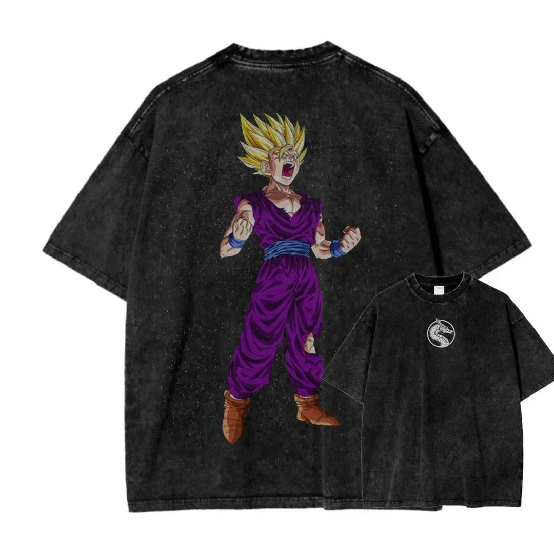 

Футболка для косплея в стиле аниме Dragon Ball, хлопковая, с коротким рукавом, свободного кроя, повседневная, спортивная, для фитнеса, мужская одежда в стиле Харадзюку, Y2k