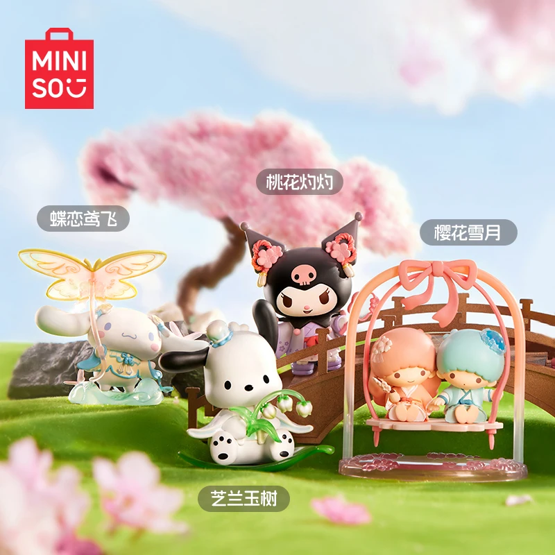 Miniso Sanrio New Style Flower Dress Series Kimono Style Trendy Desktop Ornaments Kawaii Decoration Cute Childlike Figures