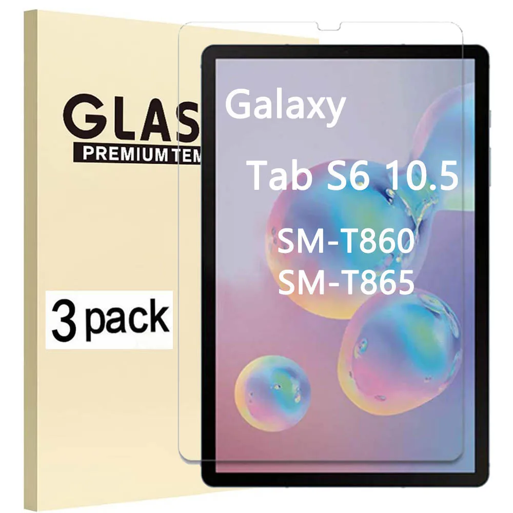 (3 Pak) kaca Tempered Film pelindung layar Tablet anti-gores untuk Samsung Galaxy Tab S6 10.5 2019 SM-T860 SM-T865 T860 T865