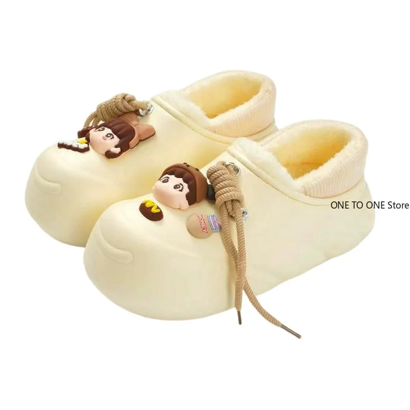 الجملة نعال من القطن مقاوم للماء جديد Sle Fce اصطف ثي كعب داخلي ملابس خارجية المنزل الدافئة القطن Oes للرجال والنساء الشقق #4