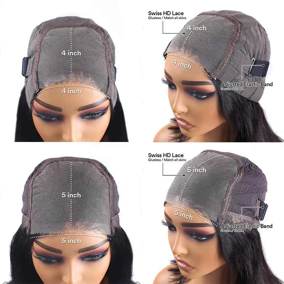 ضع والذهاب شعر مستعار بدون صمغ شعر بشري مجعد للنساء قبل قطعها قبل قطع الدانتيل جاهز للارتداء موجة عميقة 4x4 5x5 الدانتيل شعر مستعار أمامي #6