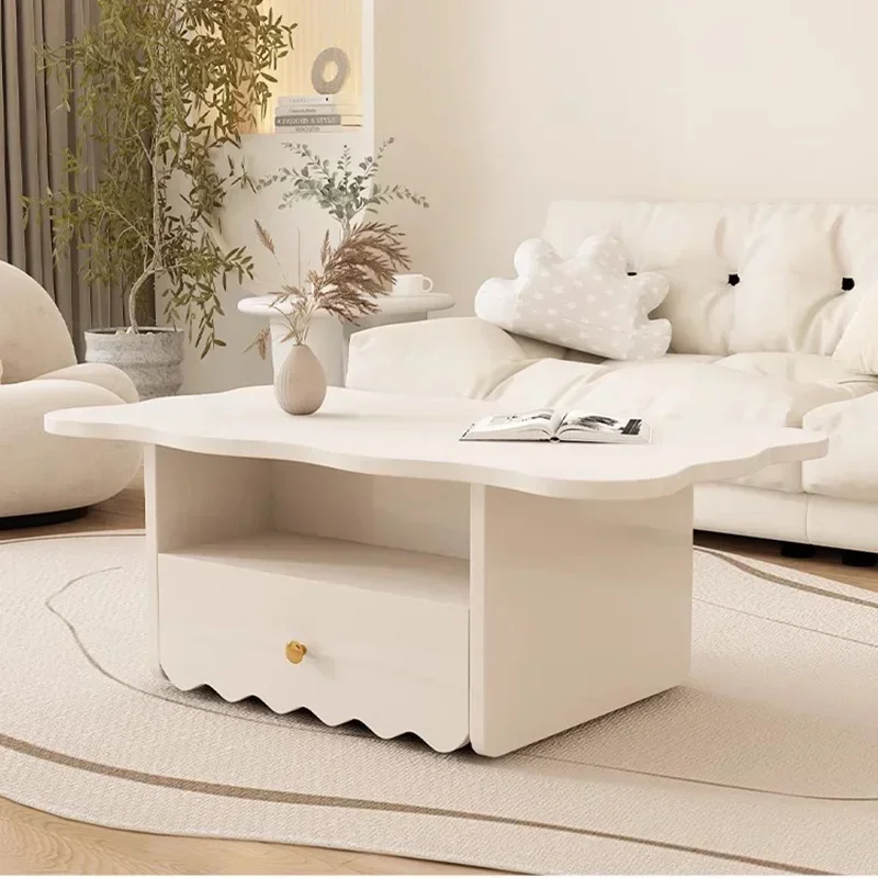 Nordic Minimalist White Coffee Table for Living Room for Bedroom Stable Structure Easy Assembly Ergonomic Design Easy to Use