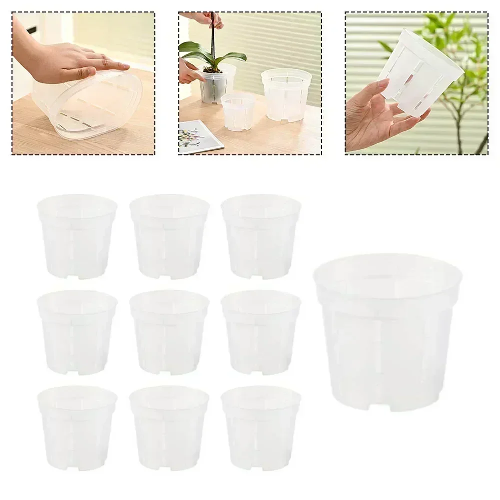 Breathable Plastic Pot Root Control Pot 13*11cm Sturdy PP Resin Versatile For Orchids 10 Piece Set For Dendrobium